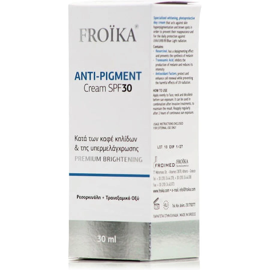 Froika Anti-Pigment-Gesichtstagescreme mit SPF30 gegen Pigmentflecken mit Vitamin C & Peptiden 30ml