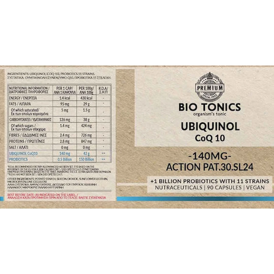 Bio Tonics Ubiquinol CoQ10 140mg 90 gélules végétales