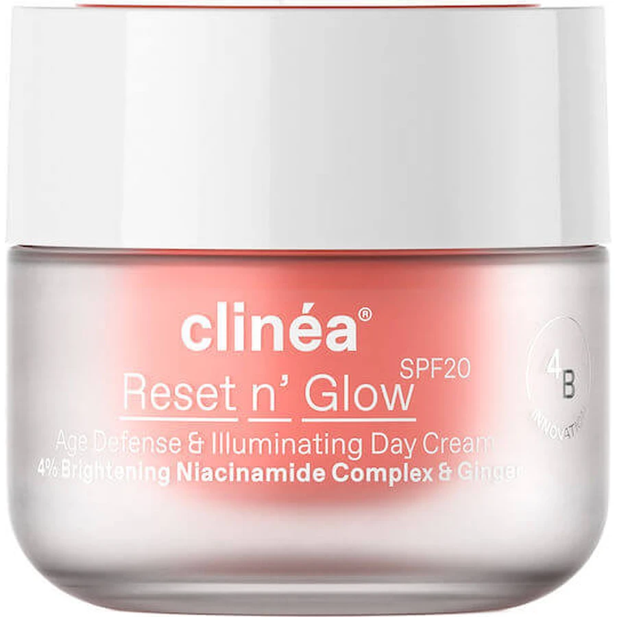 Clinea Reset n' Glow Tagescreme mit SPF20 für Anti-Ageing und Ausstrahlung mit Niacinamid und Präbiotika 50ml