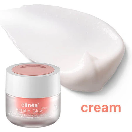 Clinea Reset n' Glow Tagescreme mit SPF20 für Anti-Ageing und Ausstrahlung mit Niacinamid und Präbiotika 50ml