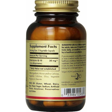 Solgar COQ-10 (Coenzima Q-10) Sin Gluten 30mg 90 cápsulas vegetales