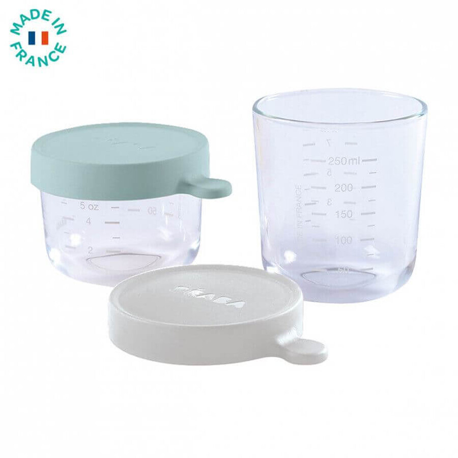 Comprar Juego de 2 recipientes de vidrio, 150/250 ml, Verde, Beaba Juego de 2 recipientes de vidrio, 150/250 ml, Verde, Beaba