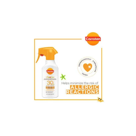 Carroten Family Water Resistant Sun Cream für Gesicht und Körper SPF30 Spray 270ml