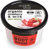 Organic Shop Erdbeeren und Milch Feuchtigkeitsspendendes Körpermousse 250ml