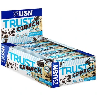 USN Trust Crunch Repen met 20gr Eiwit & Koekjes & Crème smaak 12x60gr