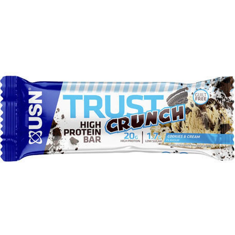 USN Trust Crunch Repen met 20gr Eiwit & Koekjes & Crème smaak 12x60gr