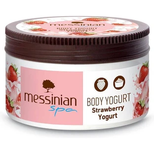 Messinian Spa Beurre corporel hydratant au yaourt et à la fraise avec Aloe Vera pour les peaux sèches et sensibles 250ml