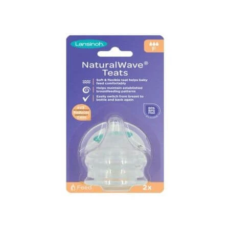 Rapid flow silicone teat, 2 pieces, Lansinoh