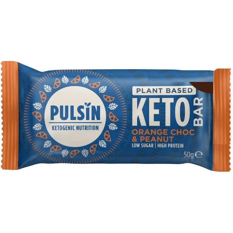 Pulsin Plant Based Keto Bar with 27% Protein & Orange Chocolate Peanut Flavor 50gr