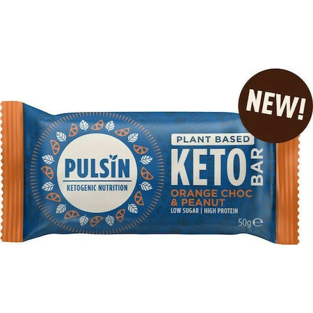Pulsin Plant Based Keto Bar with 27% Protein & Orange Chocolate Peanut Flavor 50gr