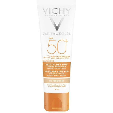 Vichy Capital Soleil Crema Facial 3 en 1 Anti-Pete Resistente al Agua con SPF50 con Pigmento 50ml