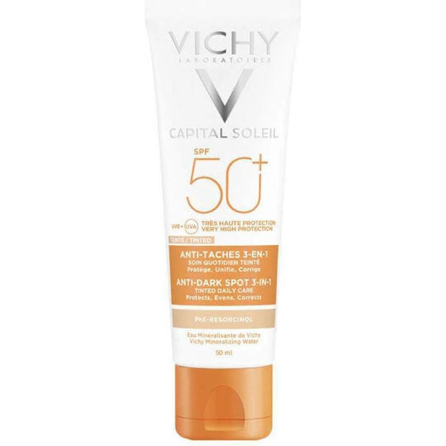Vichy Capital Soleil Crema Facial 3 en 1 Anti-Pete Resistente al Agua con SPF50 con Pigmento 50ml