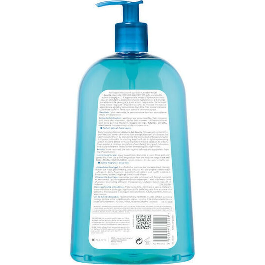 Bioderma Atoderm Gel corporel doux pour peaux sèches et sensibles 1000ml