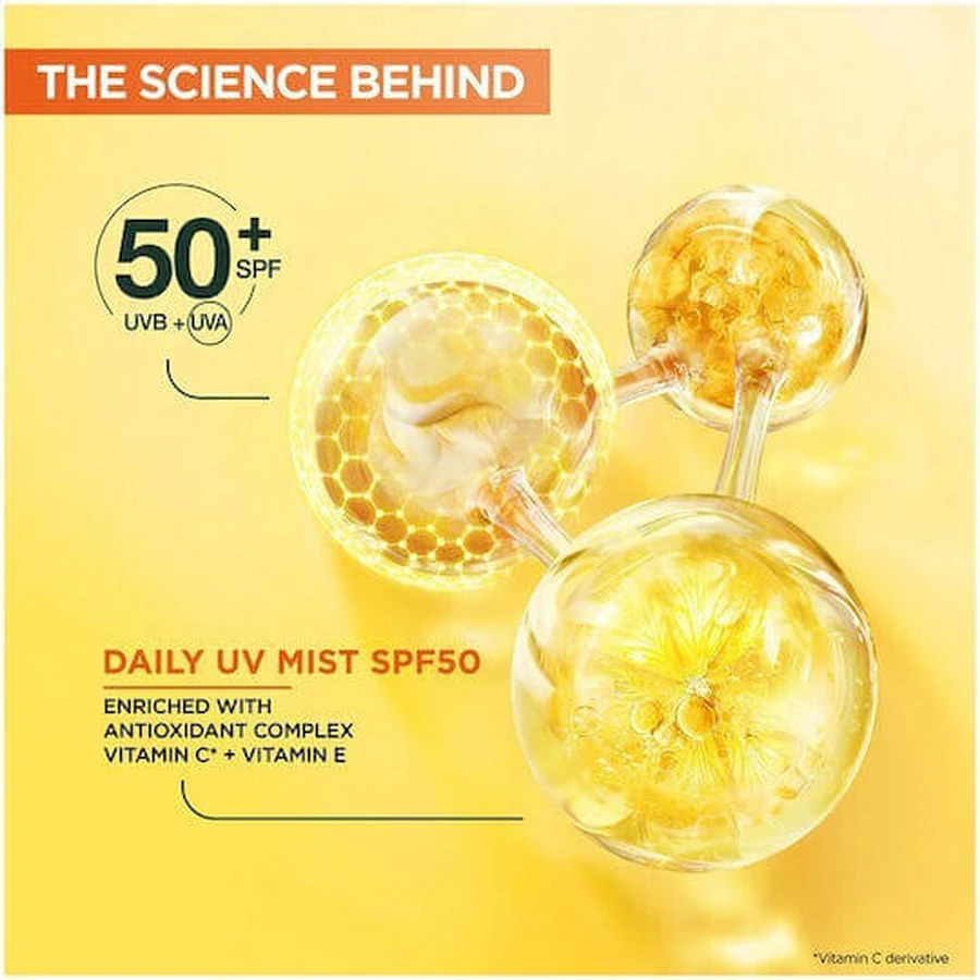 Garnier Vitamin C Aufhellung über Make-up Sonnenschutz Gesicht Nebel SPF50+ 75ml