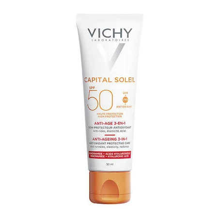 Vichy Capital Soleil Anti-Ageing 3 in 1 Waterproof Zonnebescherming Gezichtscrème SPF50 50ml 50ml