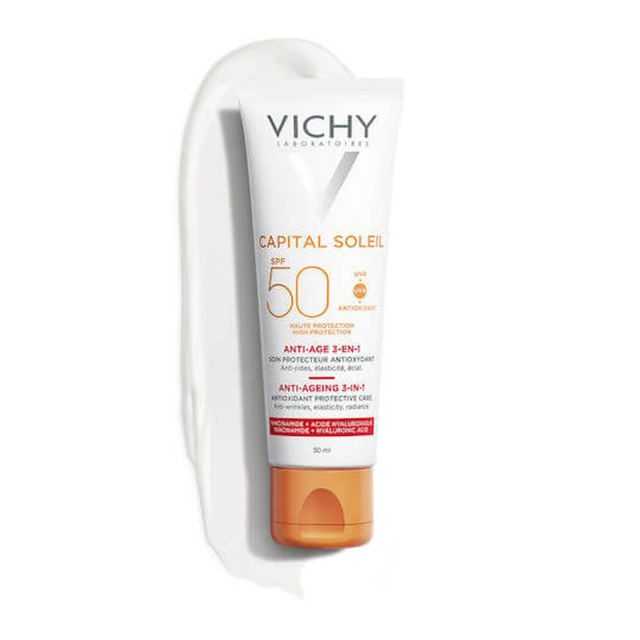Vichy Capital Soleil Anti-Ageing 3 in 1 Waterproof Zonnebescherming Gezichtscrème SPF50 50ml 50ml