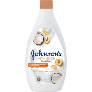 Johnson & Johnson Vita Rich Smoothies Lotion hydratante pour le corps au yaourt, à la pêche et à la noix de coco à l'arôme de noix de coco pour les peaux sèches 400ml