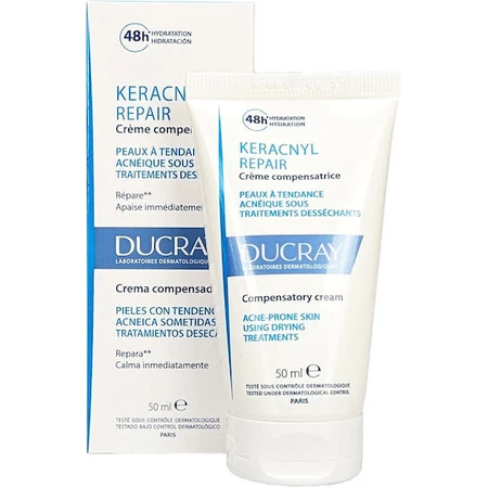 Ducray Keracnyl Repair Gezichtscrème 48u Tegen Acne met Niacinamide 50ml