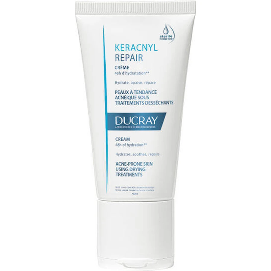 Ducray Keracnyl Repair Gezichtscrème 48u Tegen Acne met Niacinamide 50ml