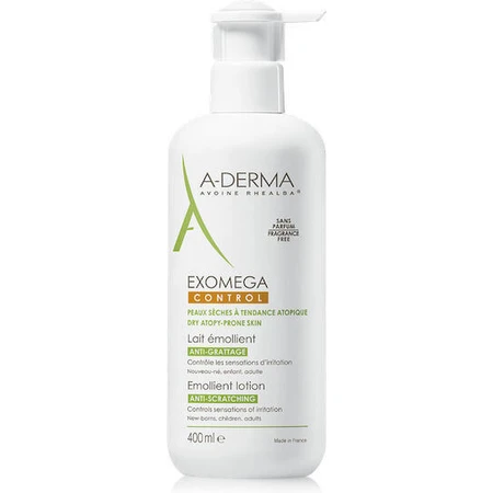 A-Derma Exomega Exomega Control Emollient Lotion Feuchtigkeitsspendende Regenerierende Pflegespülung für atopische Haut 400ml