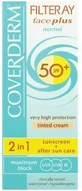 Coverderm Filteray Plus 2 in 1 Water Resistant Facial Sun Cream with Soft Brown Pigment for Normal Skin SPF50 50ml