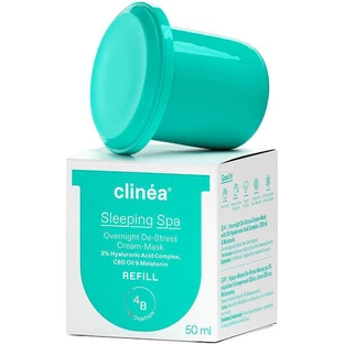 Clinea Sleeping Spa Overnight De-Stress Refill Feuchtigkeitsspendender Gesichtsbalsam für die Nacht mit Hyaluronsäure und Präbiotika 50ml