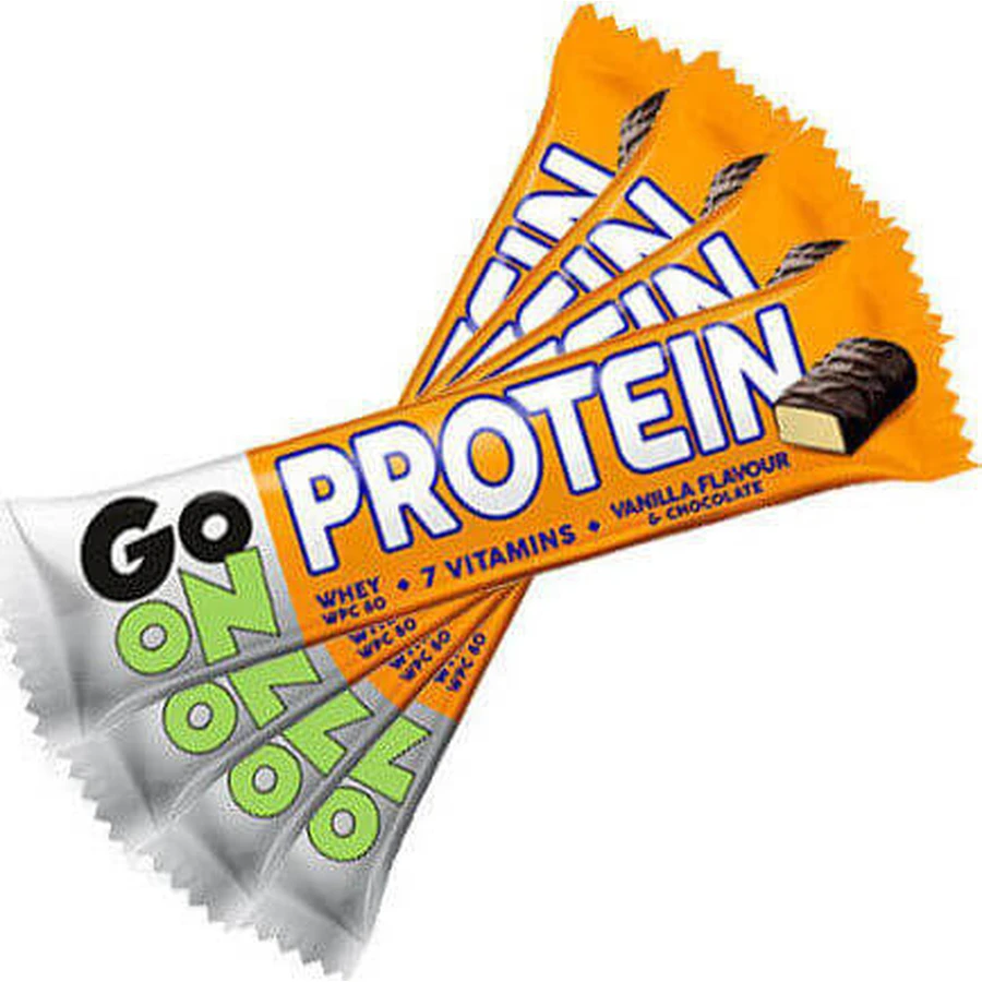 Go On Nutrition Protein Batoane cu 20% Proteină & Aromă Vanilie de ciocolată 24x50gr