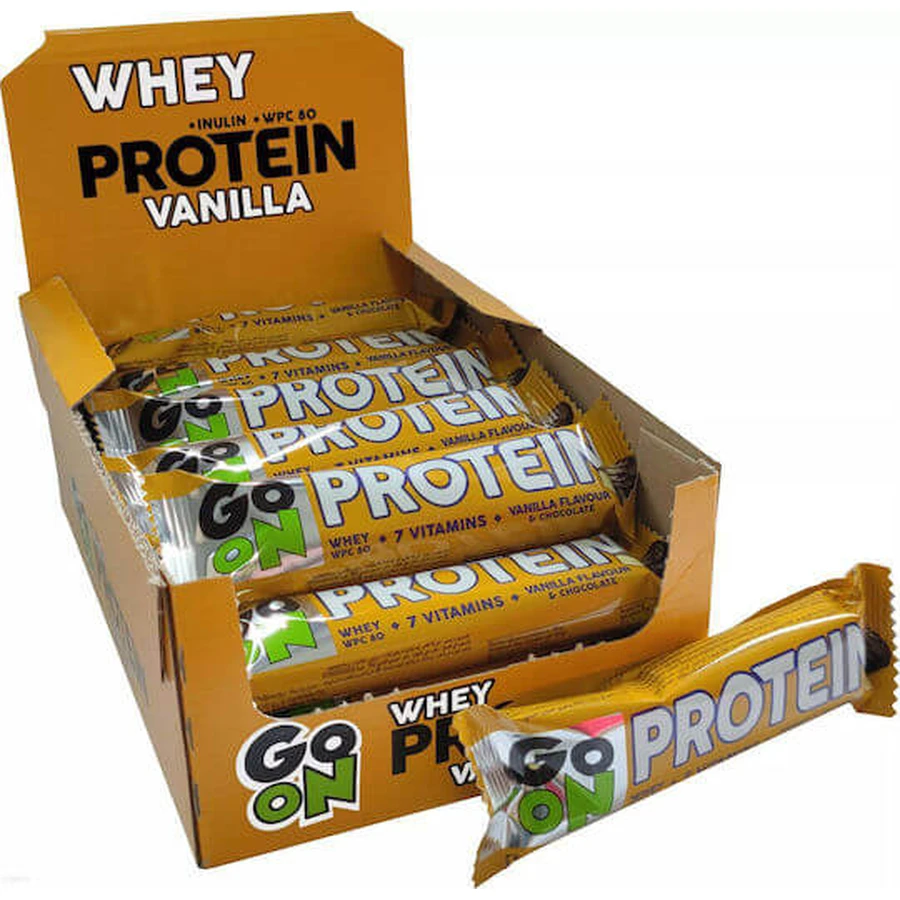 Go On Nutrition Protein Batoane cu 20% Proteină & Aromă Vanilie de ciocolată 24x50gr