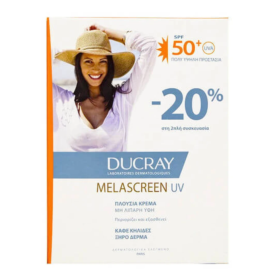 Ducray Melascreen UV Rich Anti-brown Spots Cream Dry Skin 2x50ml Waterproof Sun Cream for Face SPF50 2x50ml