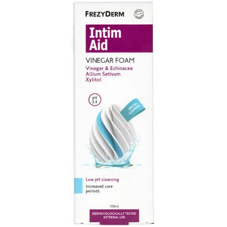 Frezyderm Intim Aid Espuma Limpiadora Vinagre Especial Zonas Sensibles Cuidado Intensificado Periodo 100ml