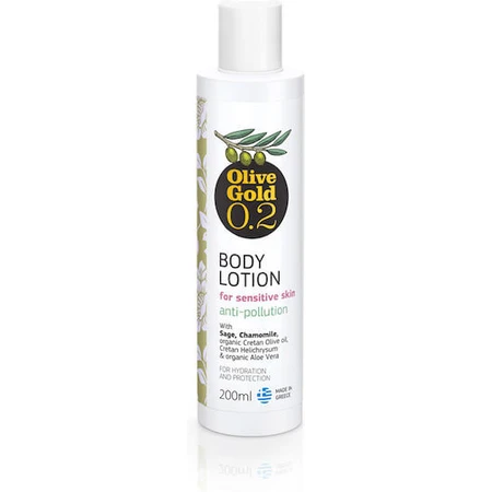 Olive Gold 0.2 Sage et Camomille Lotion hydratante pour le corps à l'acide hyaluronique pour les peaux sensibles 200ml