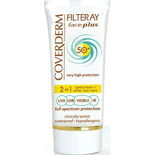Coverderm Filteray Plus 2 in 1 Getinte Beige Zonnecrème Voor De Vette Huid Waterdichte Gezichtszonnecrème SPF50 Met Pigment 50ml