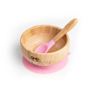 Juego de bol y cuchara de bambú, Rosa, Oaki