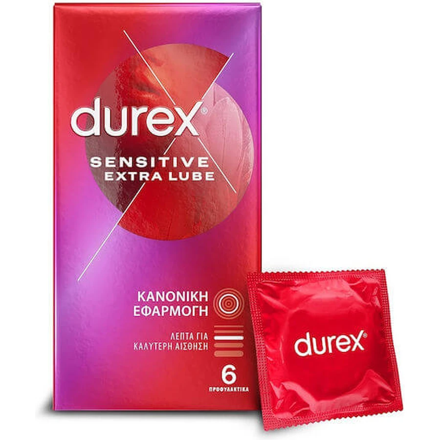 Durex Prezervative Sensitive Extra glijmiddel Prezervative 6st