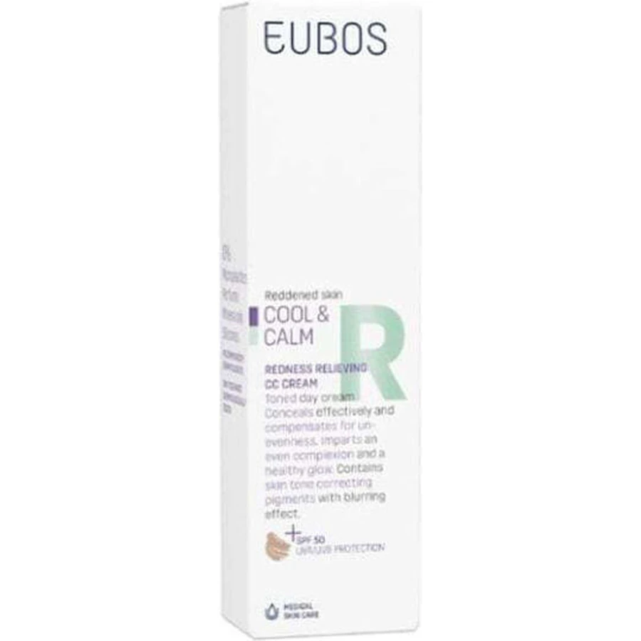 Eubos Cool & Calm Relieving CC Day Face Cream SPF50 Anti Redness Face Cream with Panthenol 30ml