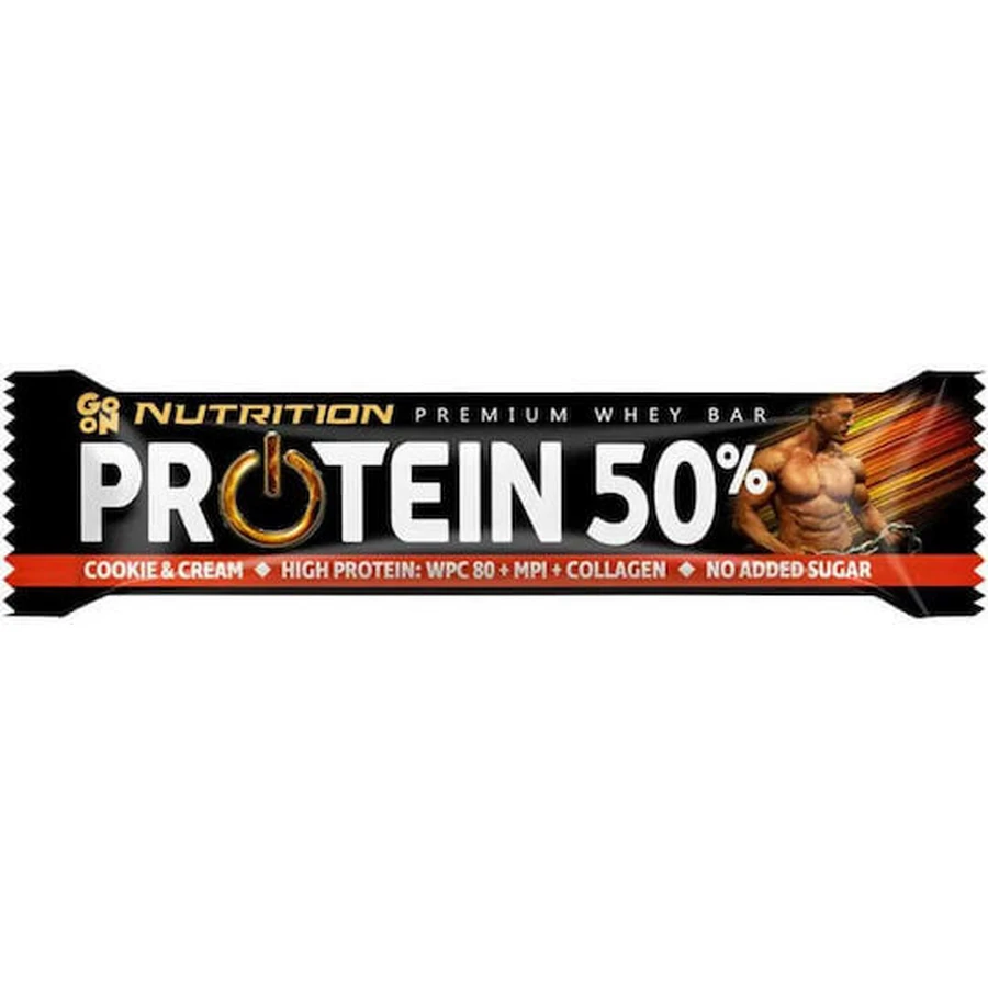 Go On Nutrition Premium Whey 50 Batoane cu 50% Proteină & Aromă Cookies & Cream 24x40gr