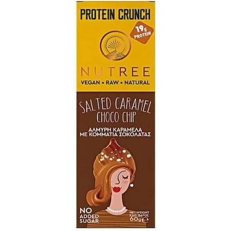 Nutree Barritas Crujientes con 32% Proteína y Sabor Caramelo Salado Choco Chip 12x60gr