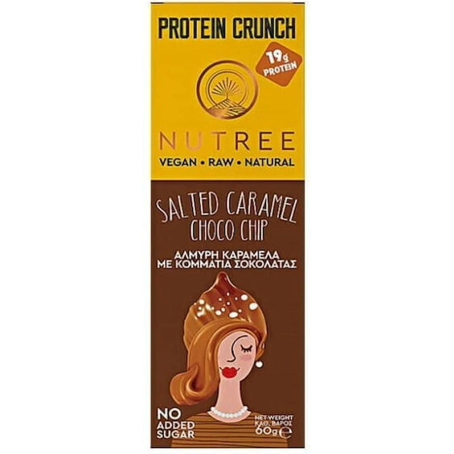 Nutree Barritas Crujientes con 32% Proteína y Sabor Caramelo Salado Choco Chip 12x60gr