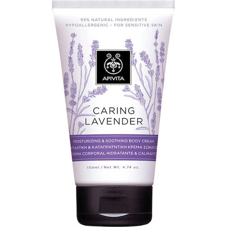 Apivita Caring Lavendel Caring Lavendel Feuchtigkeitscreme mit Lavendelduft für trockene und empfindliche Haut 150ml