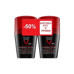 Homme Clinical Control 96h Roll-On Deodorant, for Men, 2x50 ml, Vichy