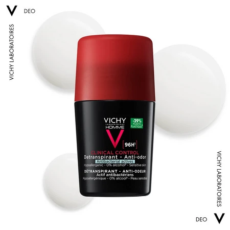 Homme Clinical Control 96h Roll-On Deodorant, for Men, 2x50 ml, Vichy