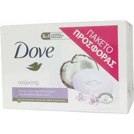 Dove Relaxing Beauty Cream Bar with Coconut & Jasmine Body Soap Bar 4x90gr