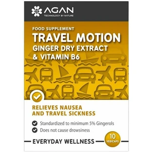 Agan Travel Motion Trockenextrakt aus Ingwer und Vitamin B6 gegen Übelkeit 10 Kräuterkapseln
