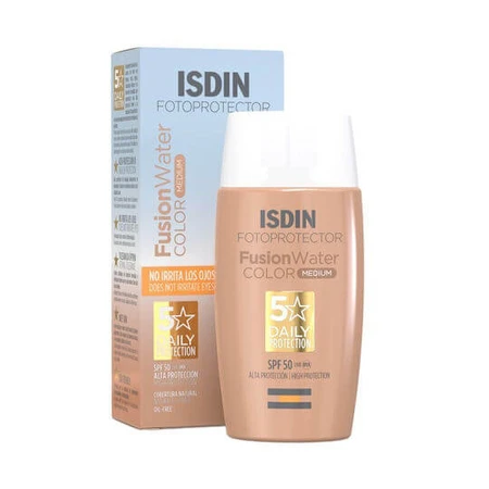 Isdin Fotoprotector Fusion Agua Crema Facial Protección Solar SPF50 con Pigmento Tono Medio 50ml