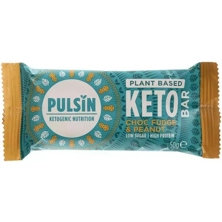 Pulsin Plant Based Keto Bar with 12.6gr Protein & Flavor Chocolate Fudge Peanut 50gr