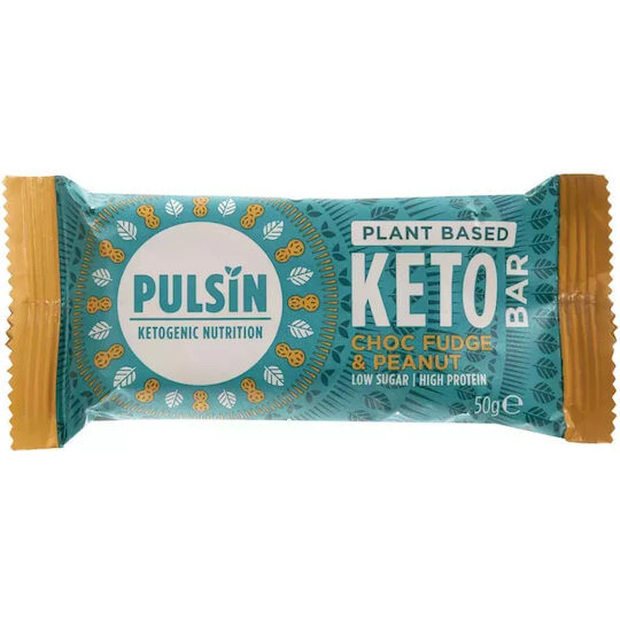 Pulsin Plant Based Keto Bar with 12.6gr Protein & Flavor Chocolate Fudge Peanut 50gr