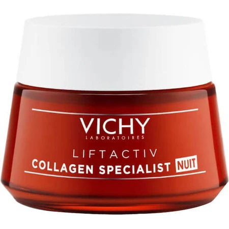 Vichy Liftactiv Colágeno Especialista Crema Facial de Noche Antiedad, Tonificante e Iluminadora con Ácido Hialurónico y Vitamina C 50ml