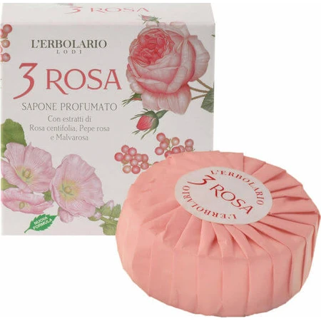 L' Erbolario 3 Rosa Sapone Profumato Körperseife Bar 100gr