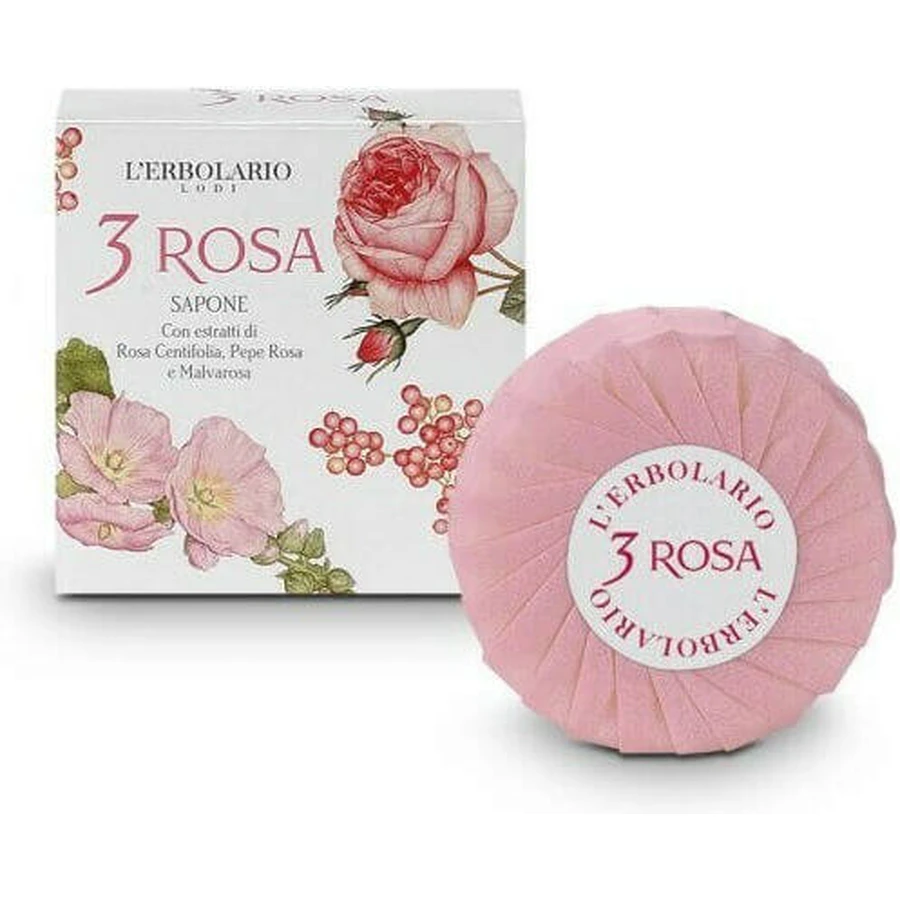 L' Erbolario 3 Rosa Sapone Profumato Körperseife Bar 100gr