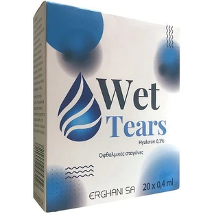 Erghani Wet Tears Hyaluron 0,3% Hyaluronzuur Oogdruppels voor droge ogen 20x0,4ml
